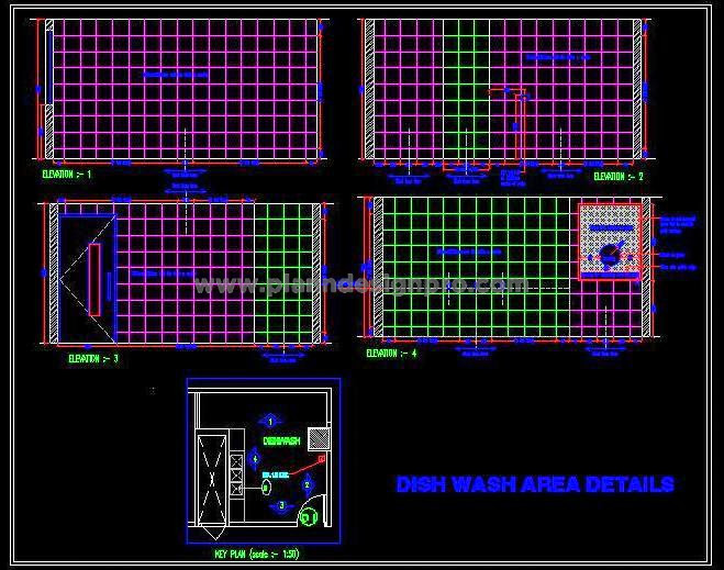 Corporate Kitchen Dishwashing Area AutoCAD Design